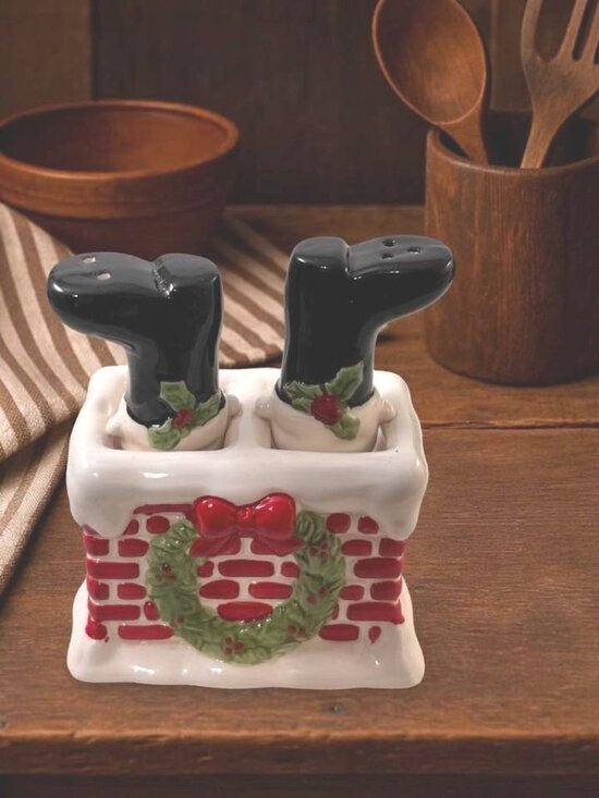 Unbranded Other - Vintage Santa Chimney Salt Pepper Shakers Rocking Nodder Boots Christmas Ceramic